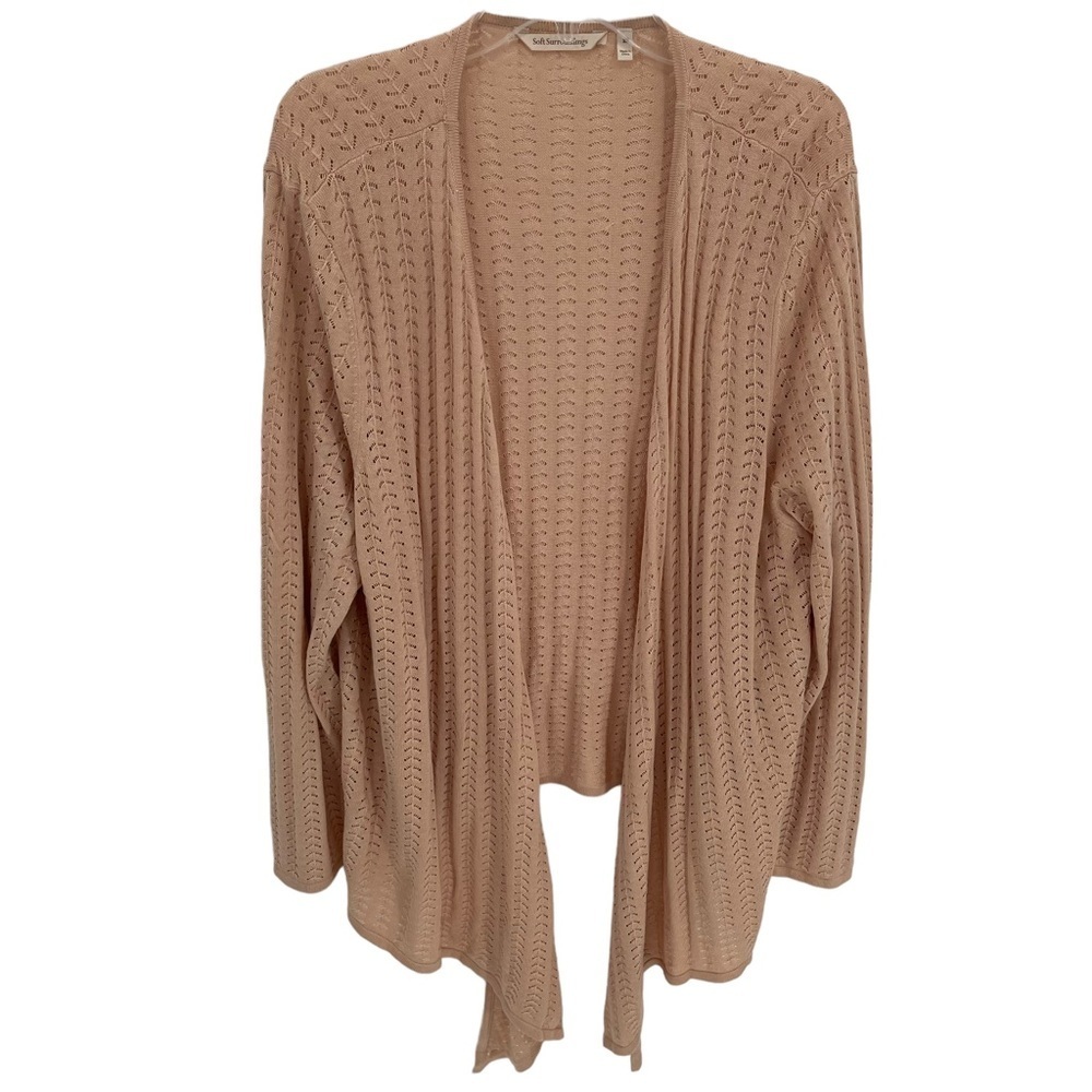 Soft Surroundings Cardigan Sweater Womens Size 3X tan Long Sleeve cutouts
